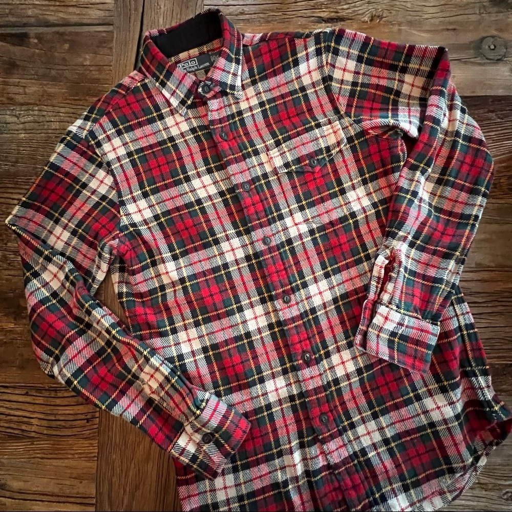 🍁 SALE POLO BY RALPH LAUREN Heavyweight Flannel in Red, Black & Multi Plaid